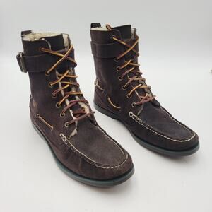 Ralph Lauren Boots Mens Sz 7.5D Brentwood Suede Leather Shearling Lamb Australia